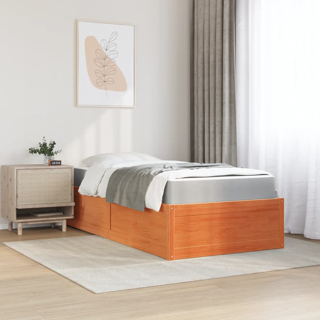Seng Med Madrass Voksbrun 100X200 Cm Heltre Furu