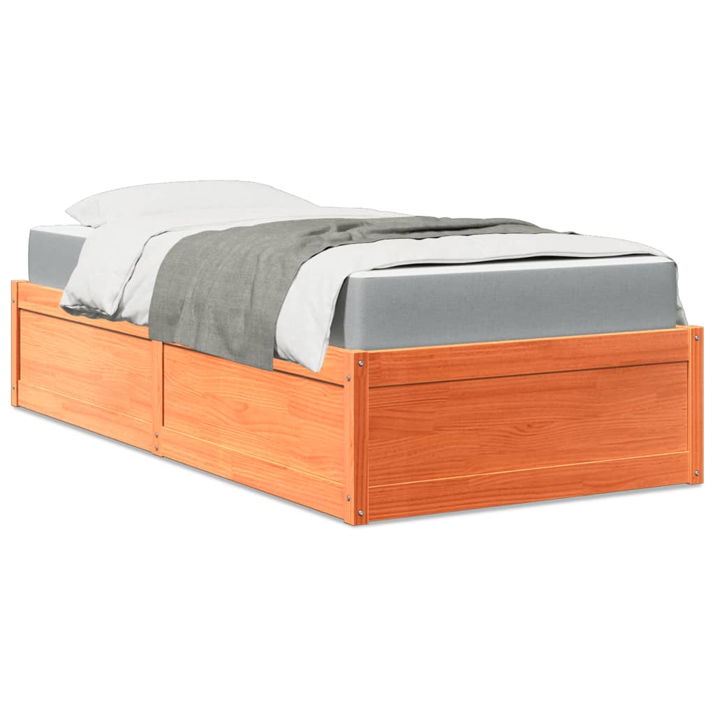 Seng Med Madrass Voksbrun 100X200 Cm Heltre Furu