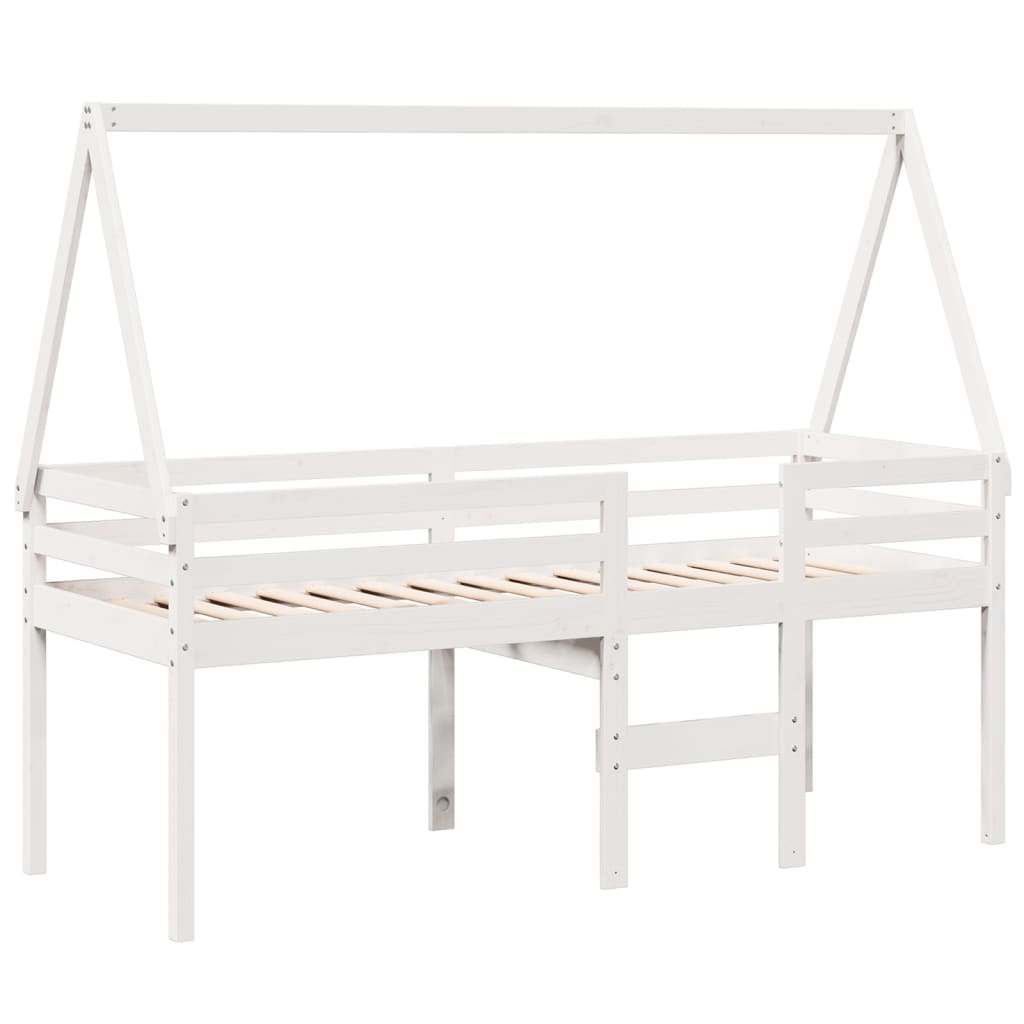 Høyseng Med Tak Hvit 75X190 Cm Heltre Furu
