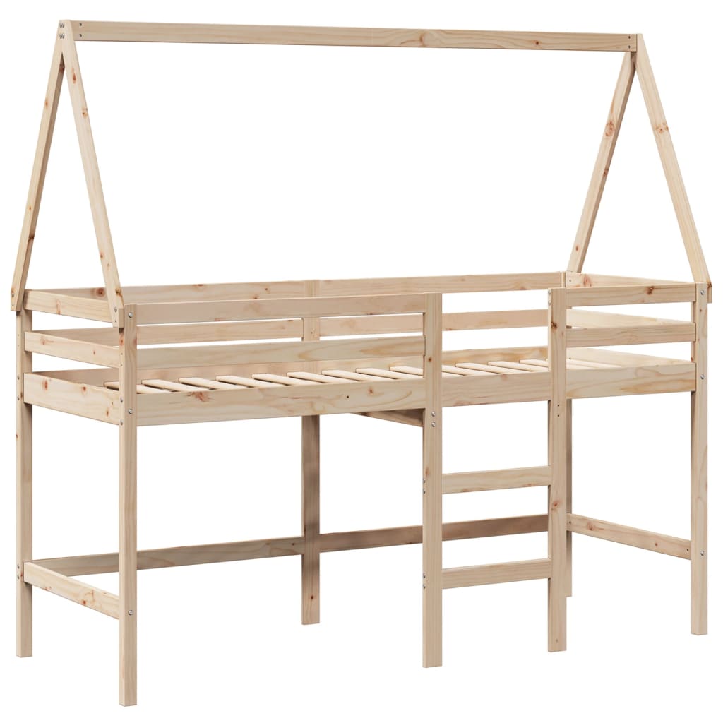 Køyeseng Med Stige Og Tak 90X190 Cm Heltre Furu