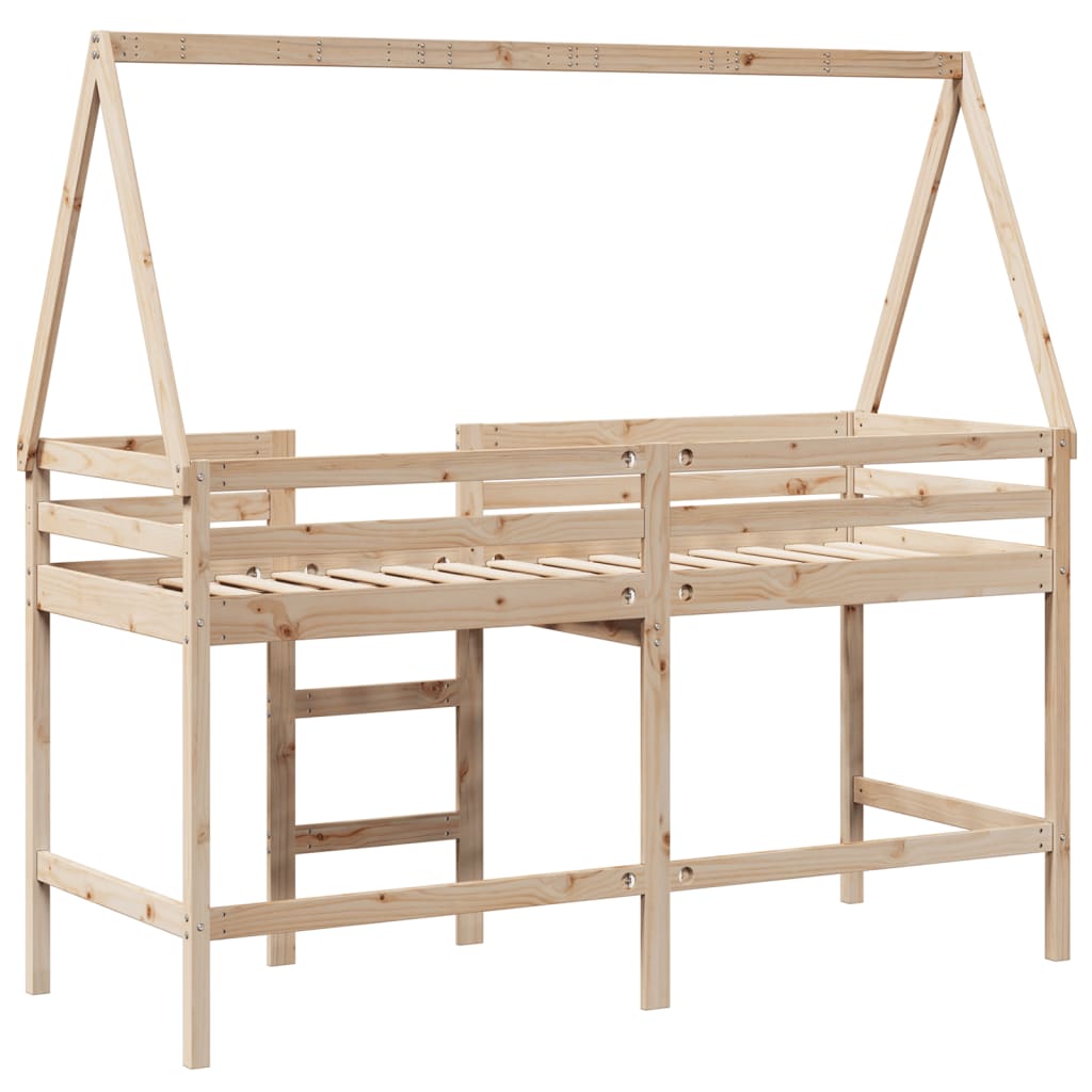 Køyeseng Med Stige Og Tak 90X190 Cm Heltre Furu