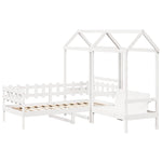 Sett Med Dagseng Og Benk Med Tak Hvit 80X200 Cm Heltre Furu