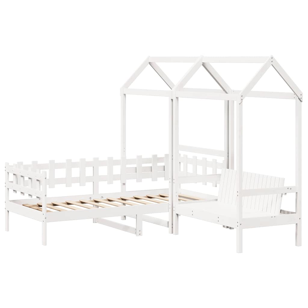 Sett Med Dagseng Og Benk Med Tak Hvit 80X200 Cm Heltre Furu