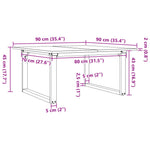 Salongbord O-Ramme 90X90X45 Cm Heltre Furu Og Stål