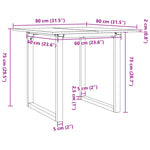 Spisebord O-Ramme 80X80X75 Cm Heltre Furu Og Stål
