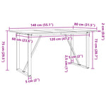 Spisebord O-Ramme 140X80X75 Cm Heltre Furu Og Stål