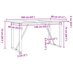 Spisebord O-Ramme 160X80X75 Cm Heltre Furu Og Stål