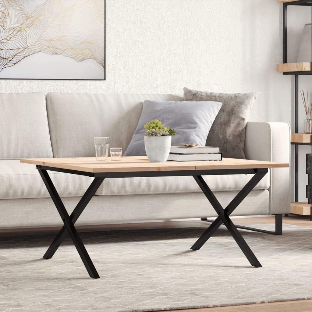 Salongbord X-Ramme 90X90X45 Cm Heltre Furu Og Stål