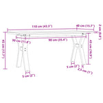 Salongbord Y-Ramme 110X40X45 Cm Heltre Furu Og Stål