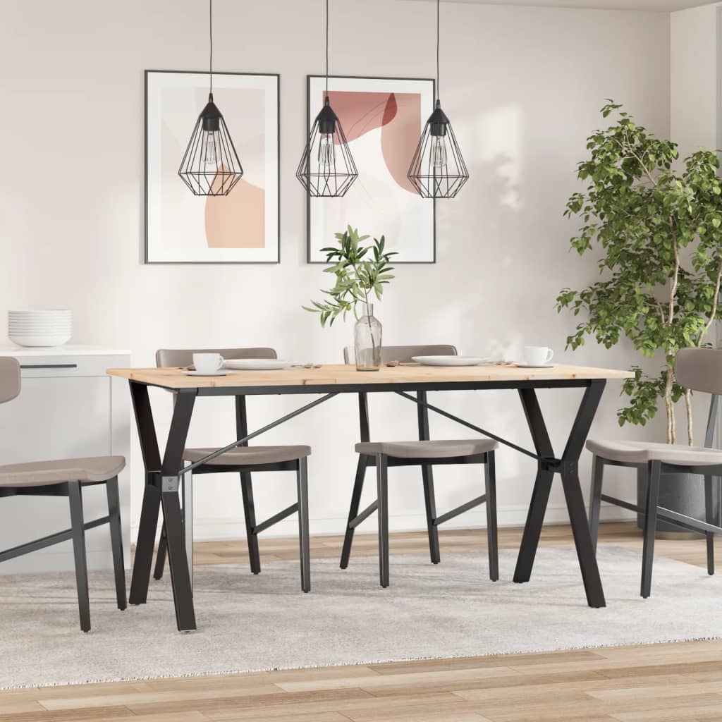Spisebord Y-Ramme 140X80X75 Cm Heltre Furu Og Stål