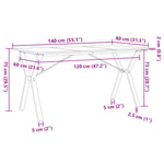 Spisebord Y-Ramme 140X80X75 Cm Heltre Furu Og Stål