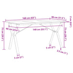 Spisebord Y-Ramme 160X80X75 Cm Heltre Furu Og Stål