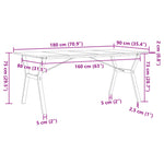 Spisebord Y-Ramme 180X90X75 Cm Heltre Furu Og Stål