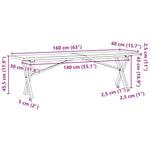 Salongbord X-Ramme 160X40X45,5 Cm Heltre Furu Og Stål