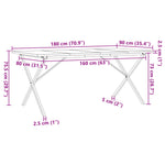 Spisebord X-Ramme 180X90X75,5 Cm Heltre Furu Og Stål