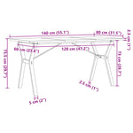 Spisebord Y-Ramme 140X80X75,5 Cm Heltre Furu Og Stål