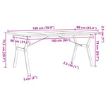 Spisebord Y-Ramme 180X90X75,5 Cm Heltre Furu Og Stål