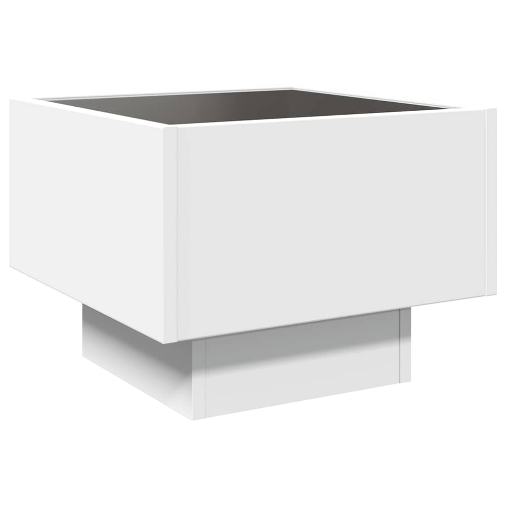 Sidebord Led Hvit 40X40X30 Cm Konstruert Tre