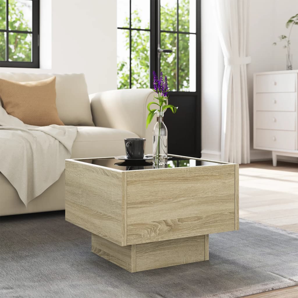 Sidebord Led Sonoma Eik 40X40X30 Cm Konstruert Tre