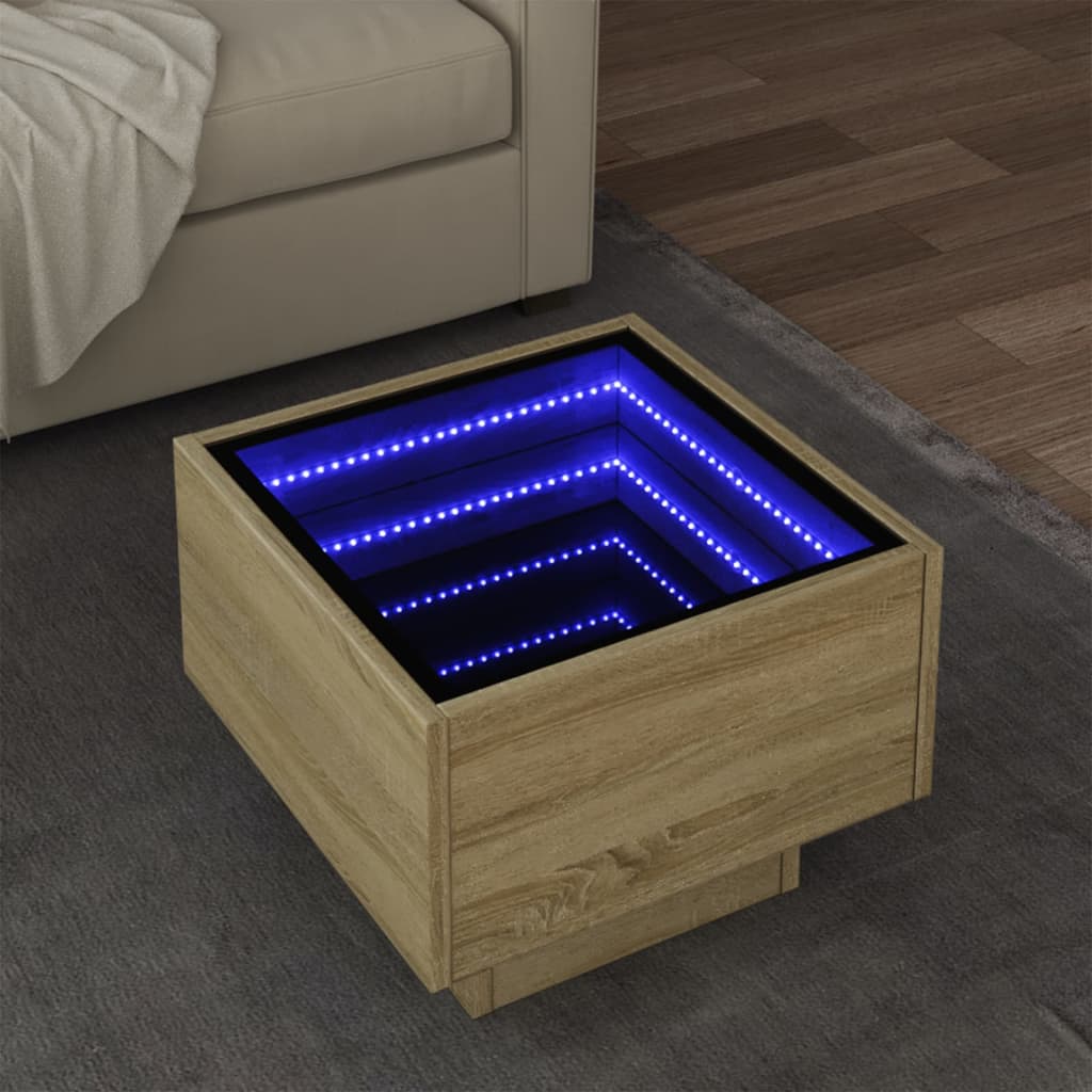 Sidebord Led Sonoma Eik 40X40X30 Cm Konstruert Tre