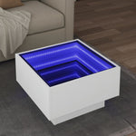 Salongbord Med Led Hvit 50X50X30 Cm Konstruert Tre
