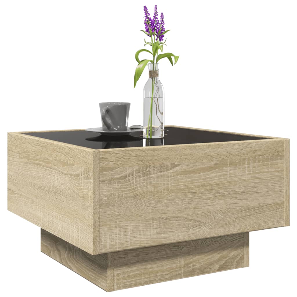 Salongbord Med Led Sonoma Eik 50X50X30 Cm Konstruert Tre