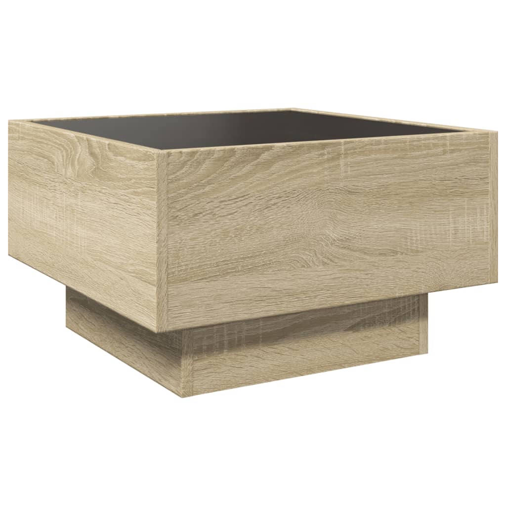 Salongbord Med Led Sonoma Eik 50X50X30 Cm Konstruert Tre