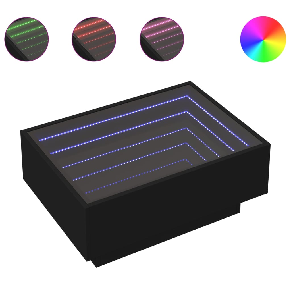 Salongbord Med Led Svart 70X50X30 Cm Konstruert Tre