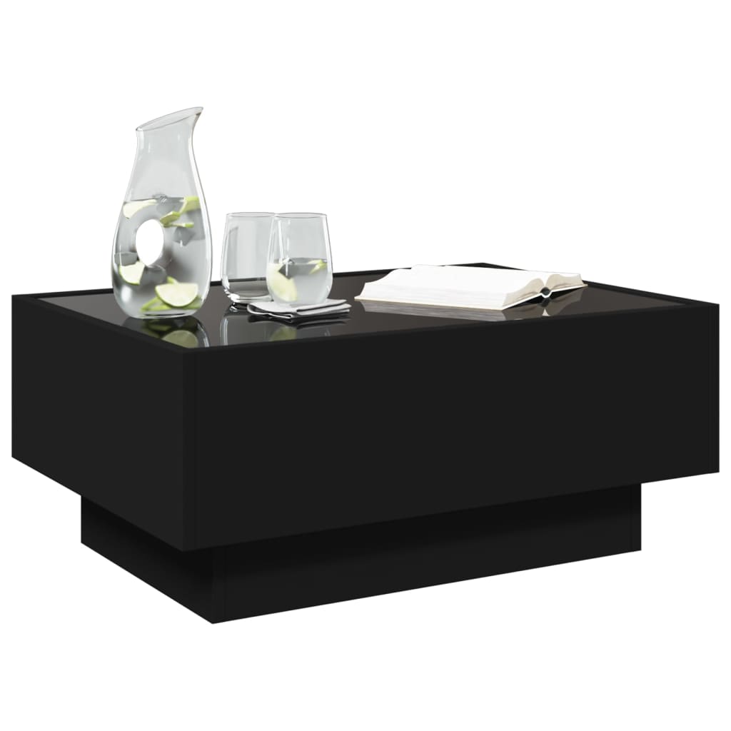 Salongbord Med Led Svart 70X50X30 Cm Konstruert Tre