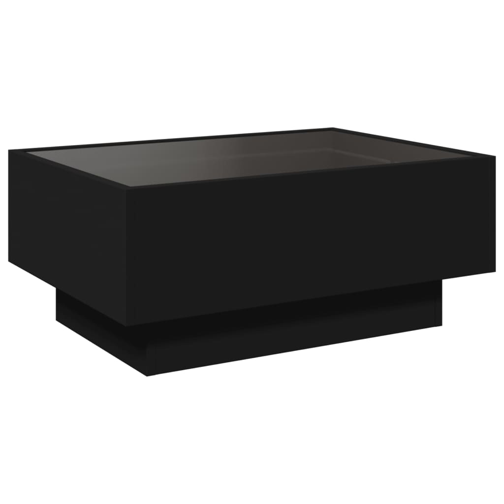 Salongbord Med Led Svart 70X50X30 Cm Konstruert Tre
