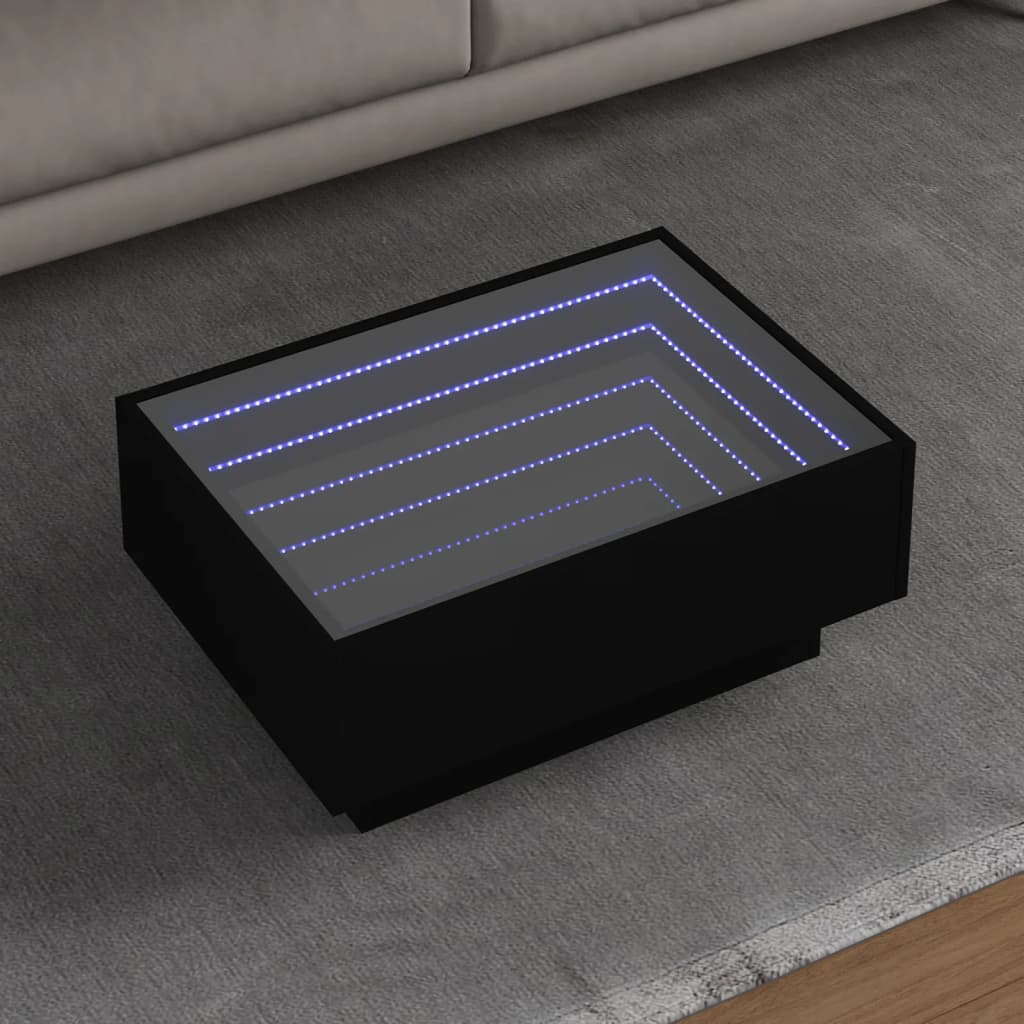 Salongbord Med Led Svart 70X50X30 Cm Konstruert Tre