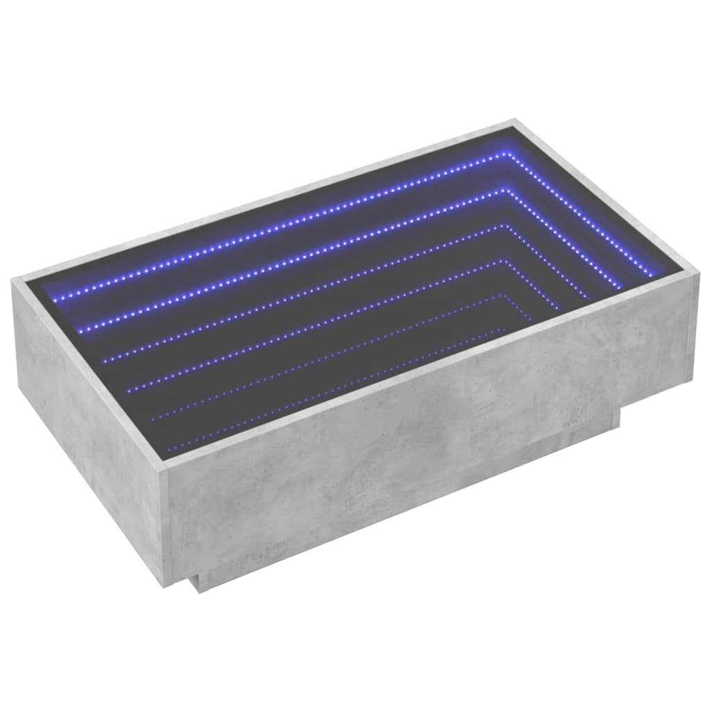 Salongbord Med Led Betonggrå 90X50X30 Cm Konstruert Tre
