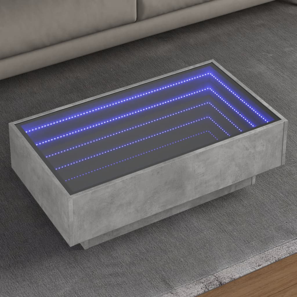 Salongbord Med Led Betonggrå 90X50X30 Cm Konstruert Tre
