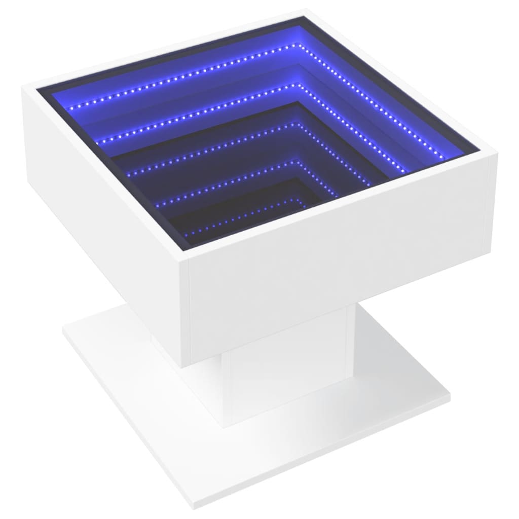 Salongbord Med Led Hvit 50X50X45 Cm Sponplate
