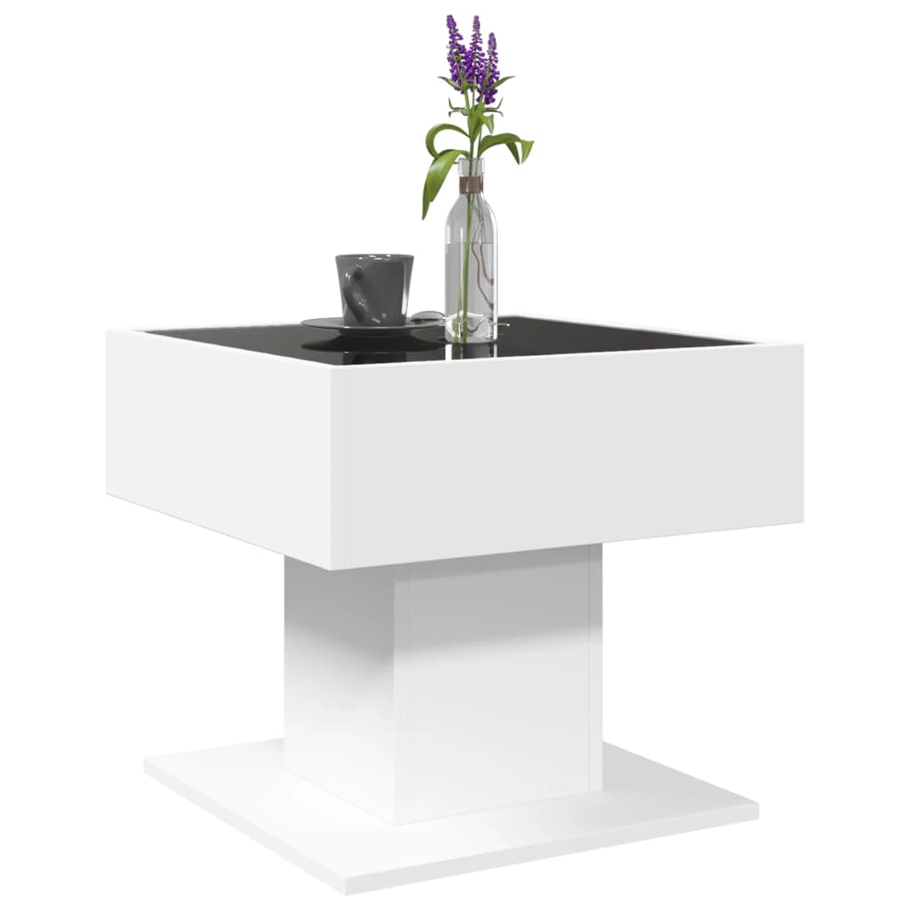 Salongbord Med Led Hvit 50X50X45 Cm Sponplate