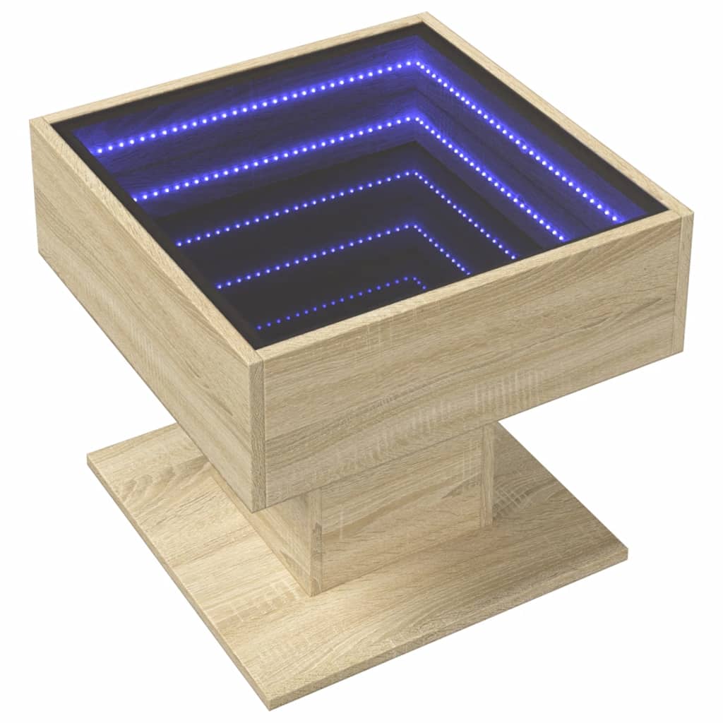 Salongbord Med Led Sonoma Eik 50X50X45 Cm Konstruert Tre