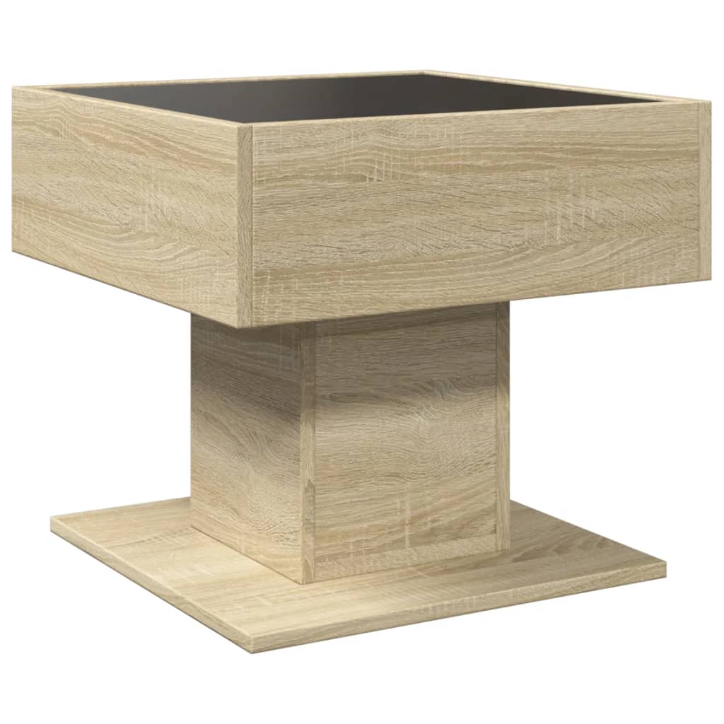 Salongbord Med Led Sonoma Eik 50X50X45 Cm Konstruert Tre