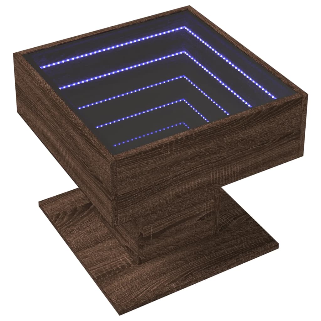 Salongbord Med Led Brun Eik 50X50X45 Cm Konstruert Tre