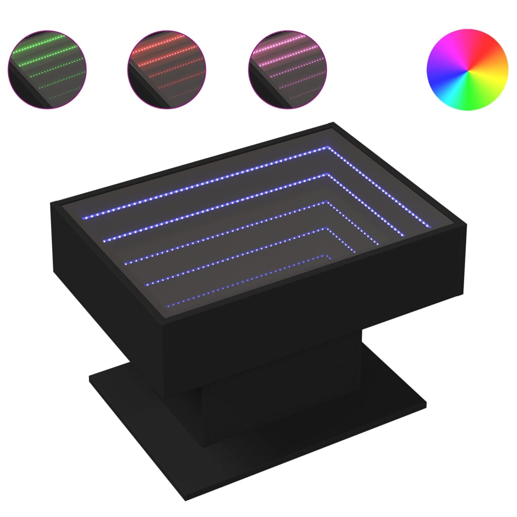 Salongbord Med Led Svart 70X50X45 Cm Sponplate