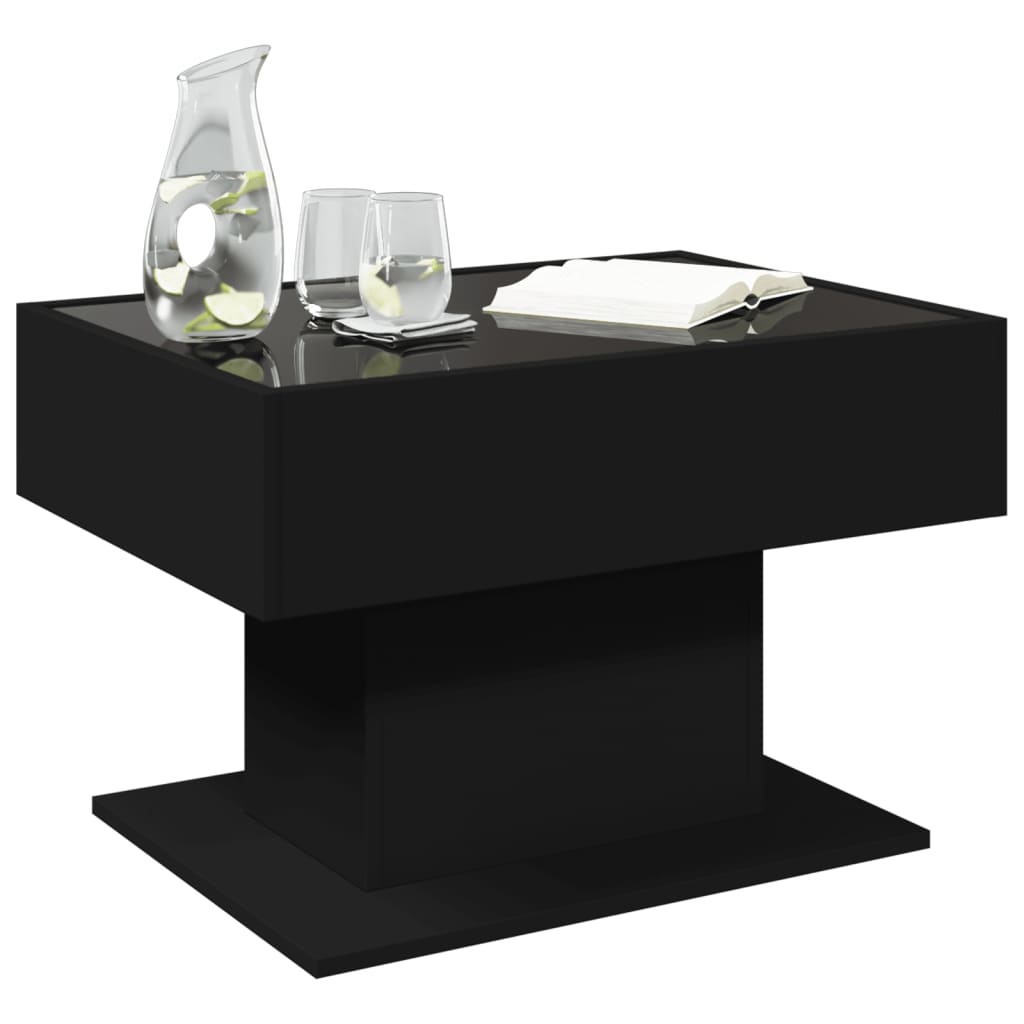 Salongbord Med Led Svart 70X50X45 Cm Sponplate