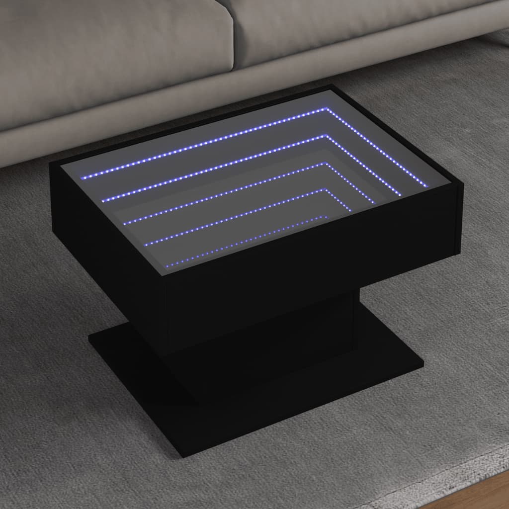 Salongbord Med Led Svart 70X50X45 Cm Sponplate