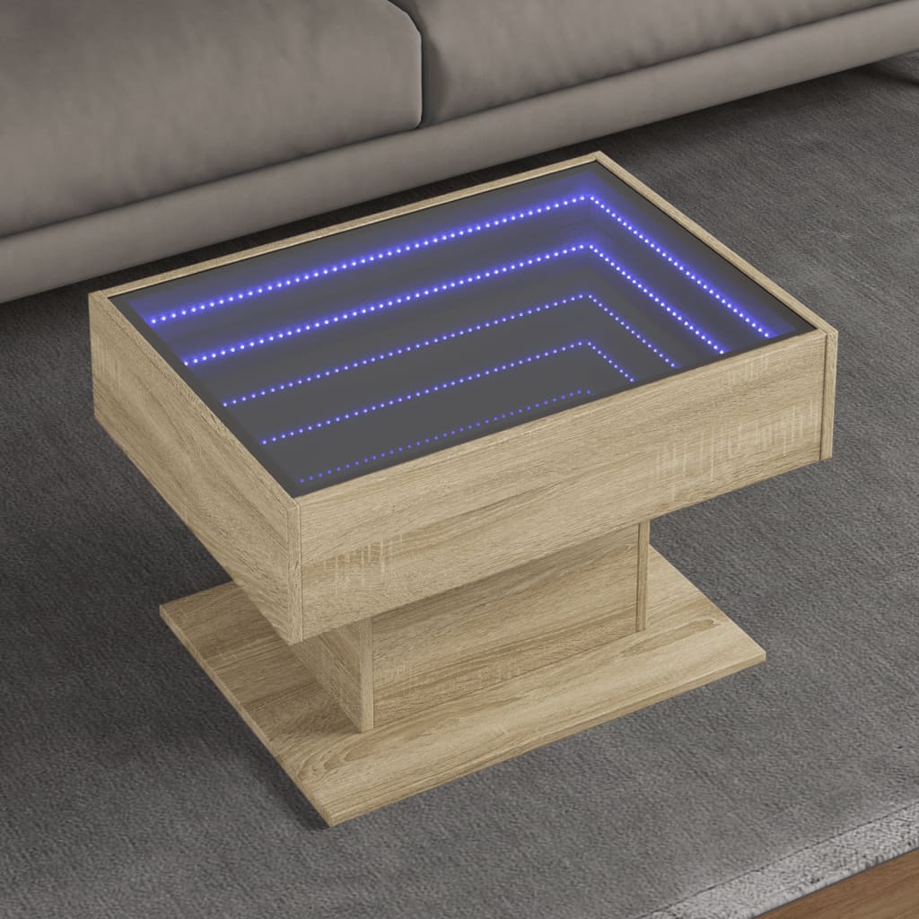 Salongbord Med Led Sonoma Eik 70X50X45 Cm Konstruert Tre