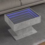 Salongbord Med Led Betonggrå 70X50X45 Cm Konstruert Tre