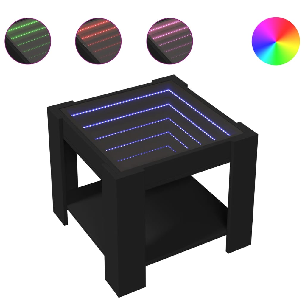 Salongbord Med Led Svart 53X53X45 Cm Konstruert Tre