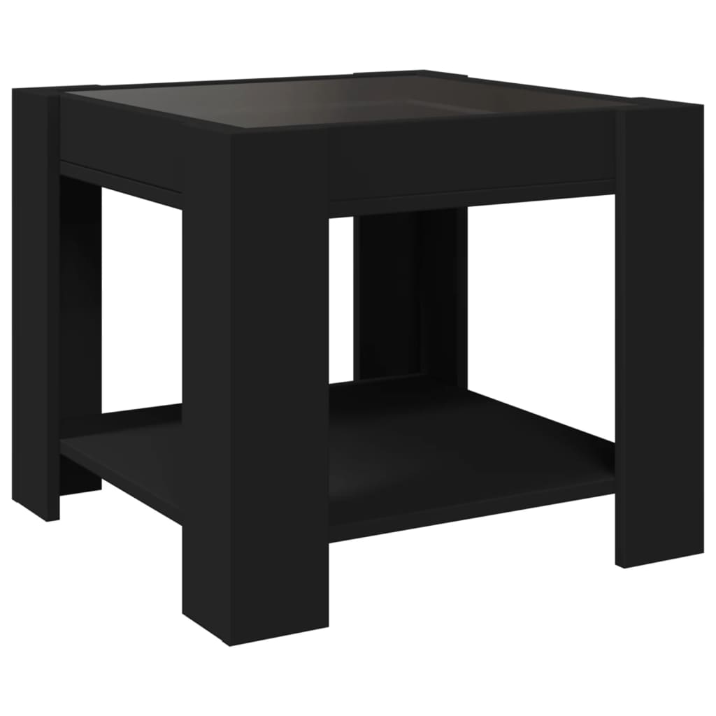 Salongbord Med Led Svart 53X53X45 Cm Konstruert Tre