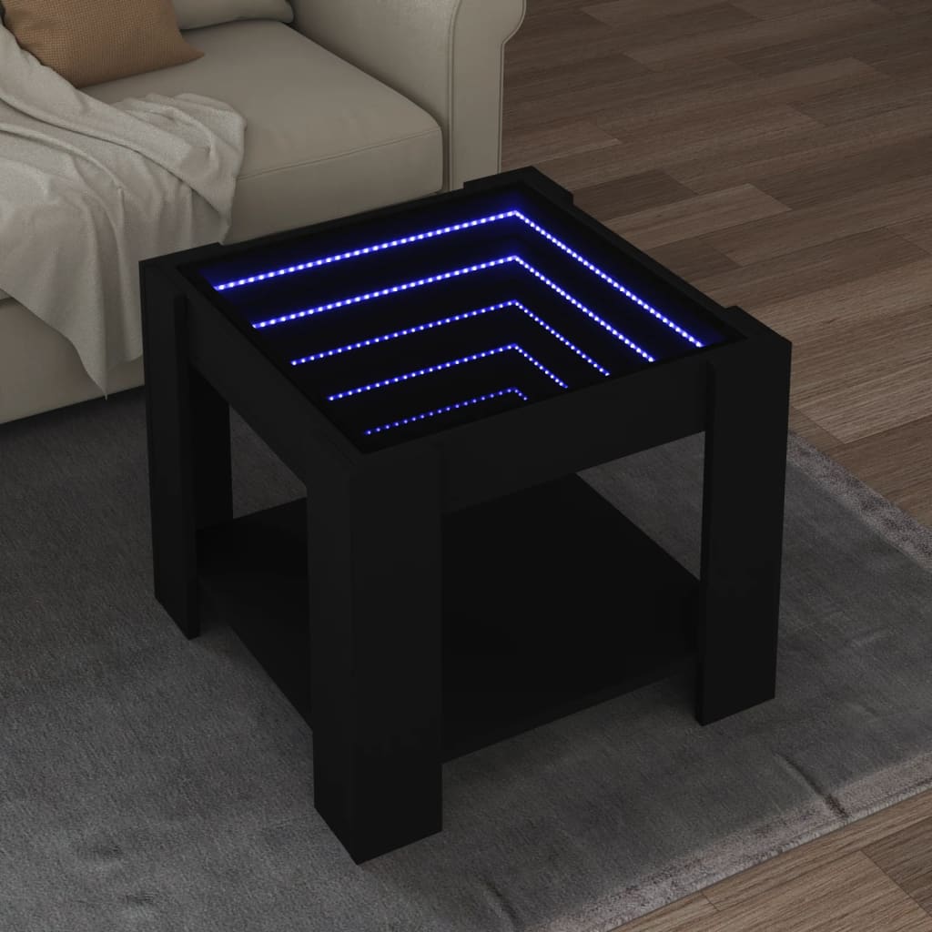 Salongbord Med Led Svart 53X53X45 Cm Konstruert Tre