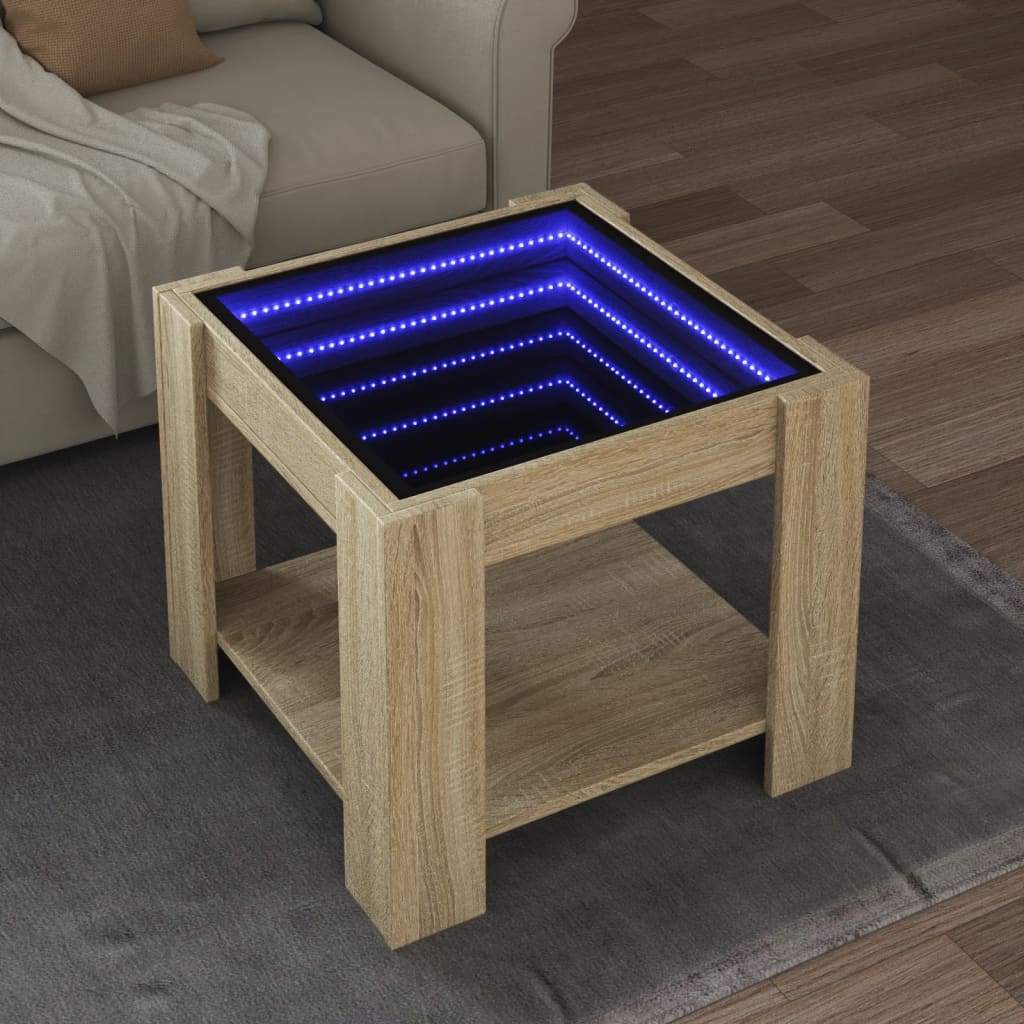 Salongbord Med Led Sonoma Eik 53X53X45 Cm Konstruert Tre