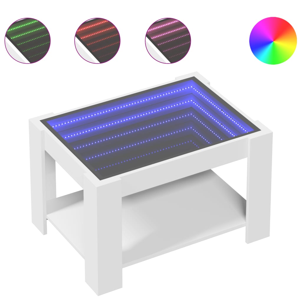Salongbord Med Led Hvit 73X53X45 Cm Konstruert Tre
