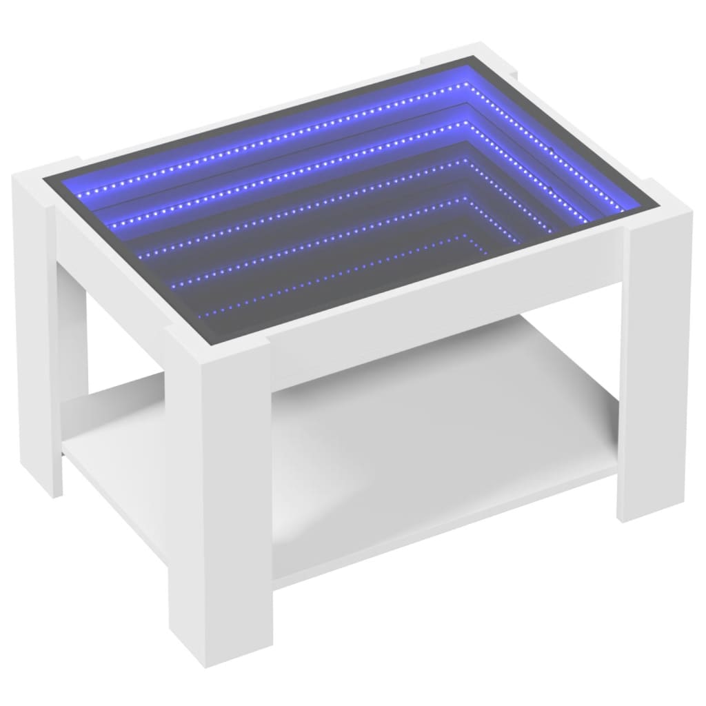 Salongbord Med Led Hvit 73X53X45 Cm Konstruert Tre
