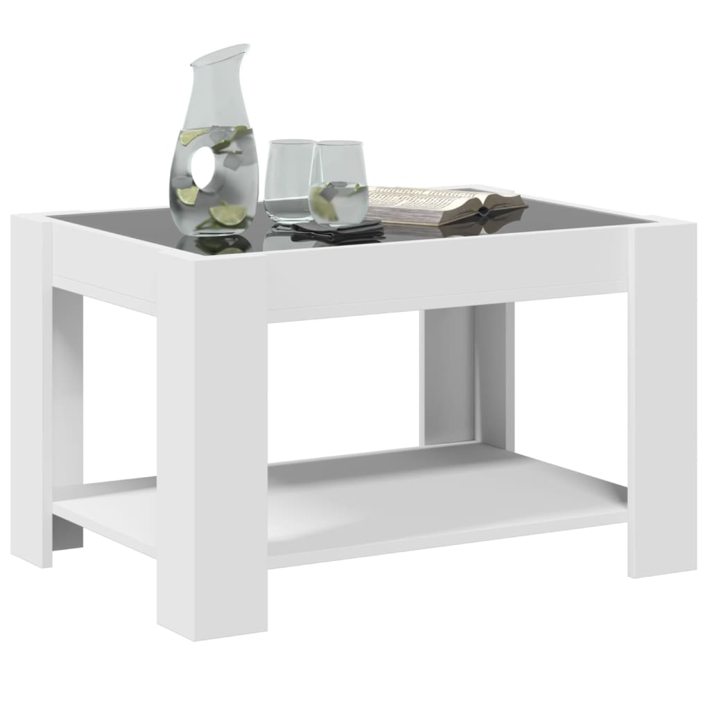 Salongbord Med Led Hvit 73X53X45 Cm Konstruert Tre